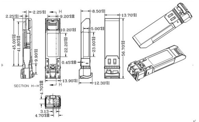 10G-ZR4-80KM 10G BIDIトランシーバーモジュール 80KM 1490nm/1550nm SFP+ STM-64 WDM 8SFP+ SMF 4