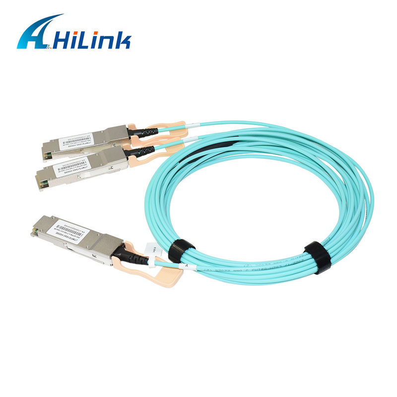 認証された200G QSFP56 から 2*QSFP28 2*100G アクティブ・オプティカルケーブル AOCソリューション