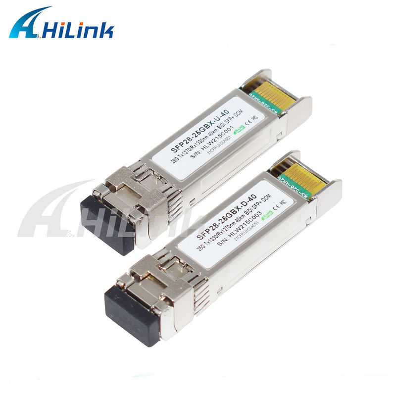 25Gb/s 40km SFP28 BIDIトランシーバー LCシングルコネクタ ホットプラグ対応 完全RoHS準拠