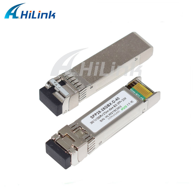 25Gb/s 40km SFP28 BIDIトランシーバー LCシングルコネクタ ホットプラグ対応 完全RoHS準拠