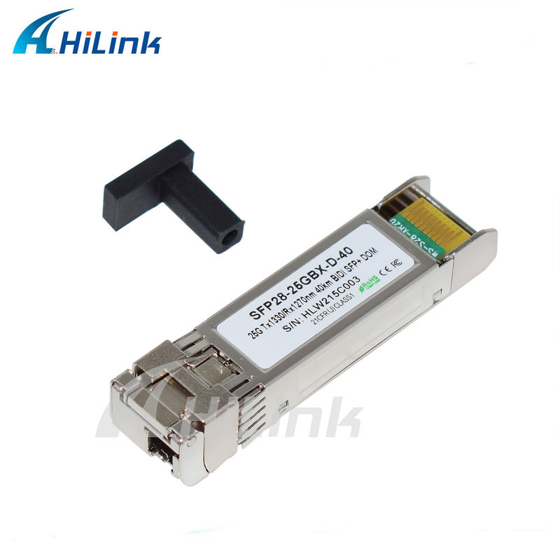 25Gb/s 40km SFP28 BIDIトランシーバー LCシングルコネクタ ホットプラグ対応 完全RoHS準拠