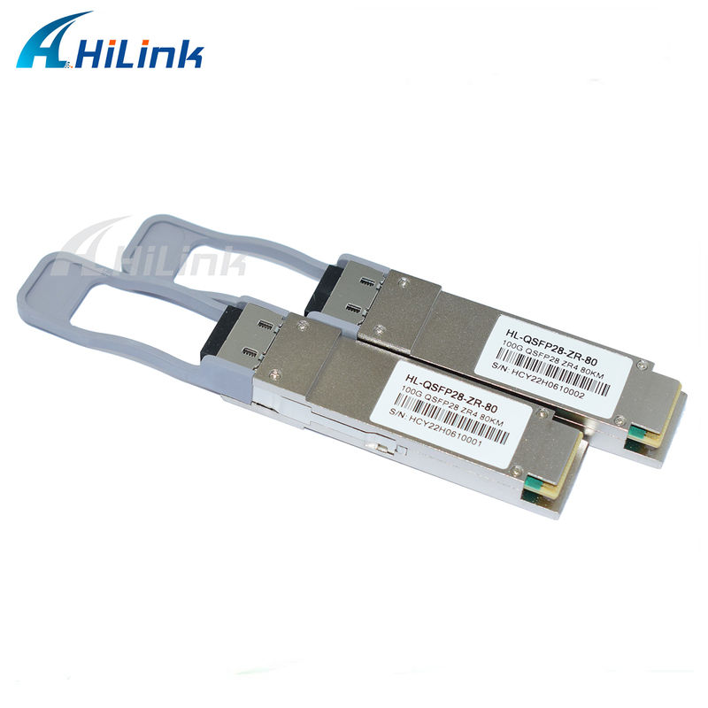 100Gb/s 80km QSFP28 トランシーバー ホットプラグ可能なデュプレックスLCコネクタ LAN WDM EML TOSA SOA PIN SMF