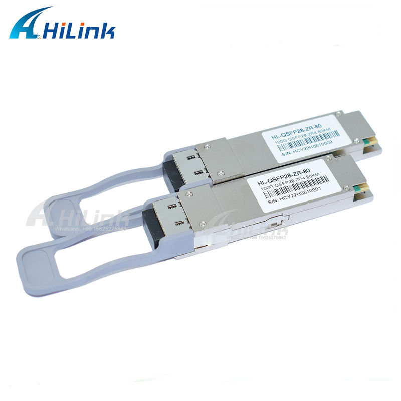 100Gb/s 80km QSFP28 トランシーバー ホットプラグ可能なデュプレックスLCコネクタ LAN WDM EML TOSA SOA PIN SMF