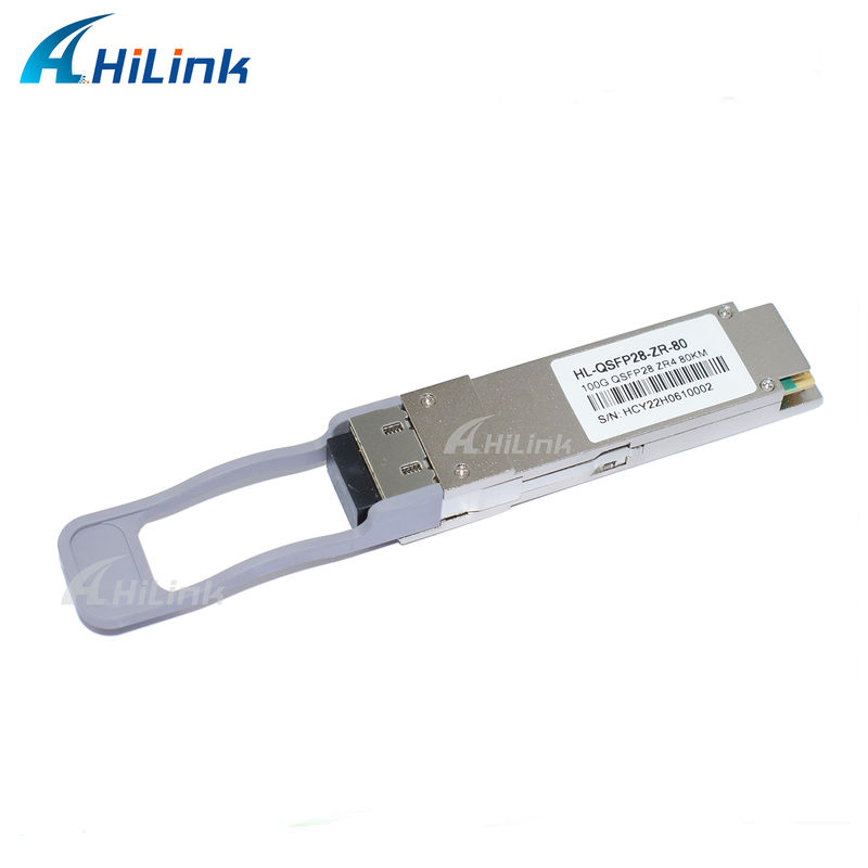 100Gb/s 80km QSFP28 トランシーバー ホットプラグ可能なデュプレックスLCコネクタ LAN WDM EML TOSA SOA PIN SMF