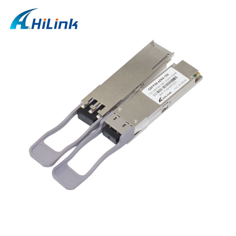 100Gb/s 100km QSFP28 トランシーバー ホットプラグ可能なデュプレックスLCコネクタ LAN WDM EML TOSA SOA PIN SMF