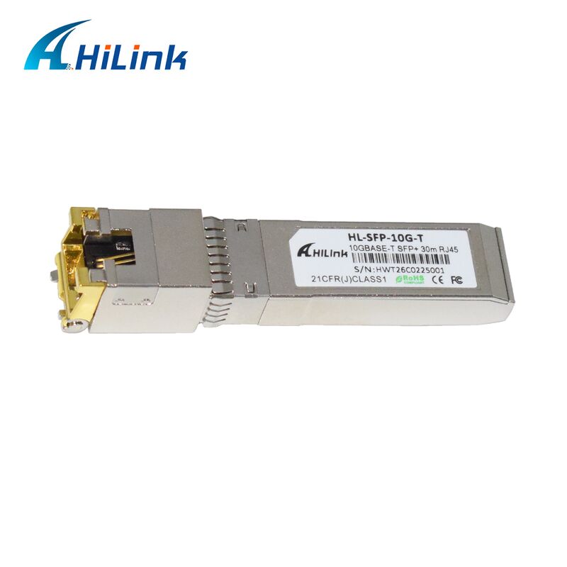 Hilink 10Gデータレート SFP+トランシーバー 30M/80M 距離と RoHS 適合 10GBASE-T 銅モジュール
