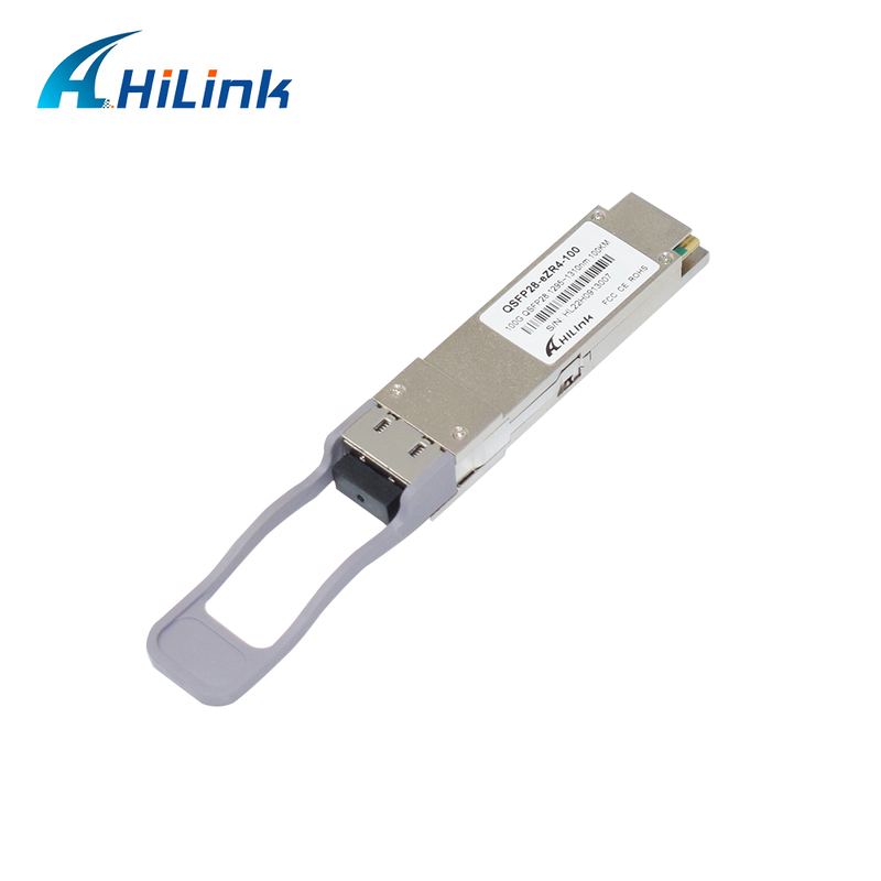 Hilink 100G QSFP28 オプティカルトランシーバー 100km 距離 1295~1304nm 波長とSOA PIN検出器